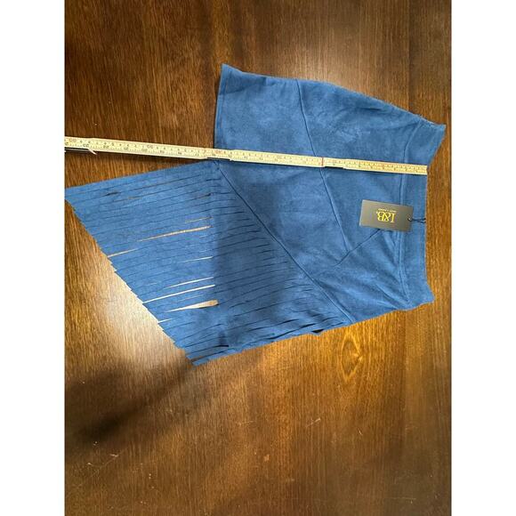 Southwestern Cowgirl Suede Fringe Mini Skirt Blue Women S Boho Festival Concert - Picture 7 of 8